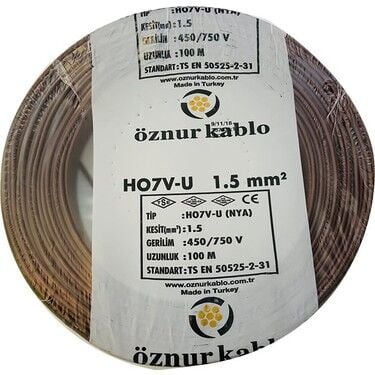 Öznur 1.5mm² NYA Kahverengi Kablo H07V-U  100 Metre