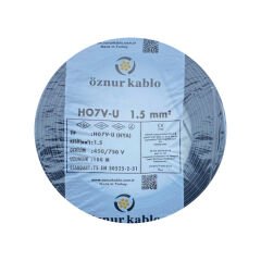 Öznur 1.5mm² NYA Siyah Kablo H07V-U  100 Metre