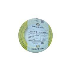 Öznur 1.5mm² NYA Sarı Yeşil Kablo H07V-U  100 Metre