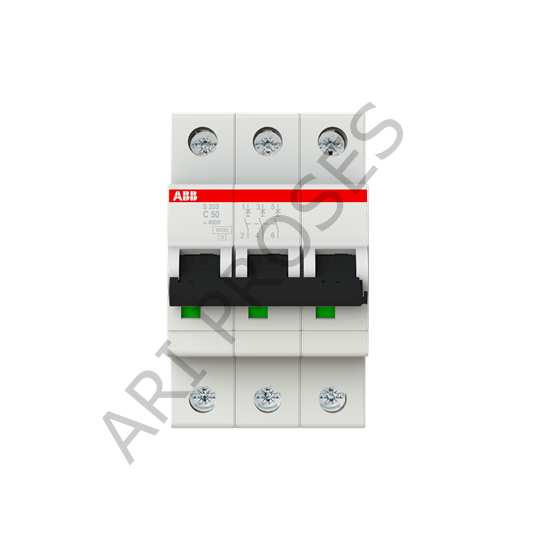 ABB S203-C50 3P 50A C Eğrisi 6kA Otomatik Sigorta | 2CDS253001R0504 | 3X50A C