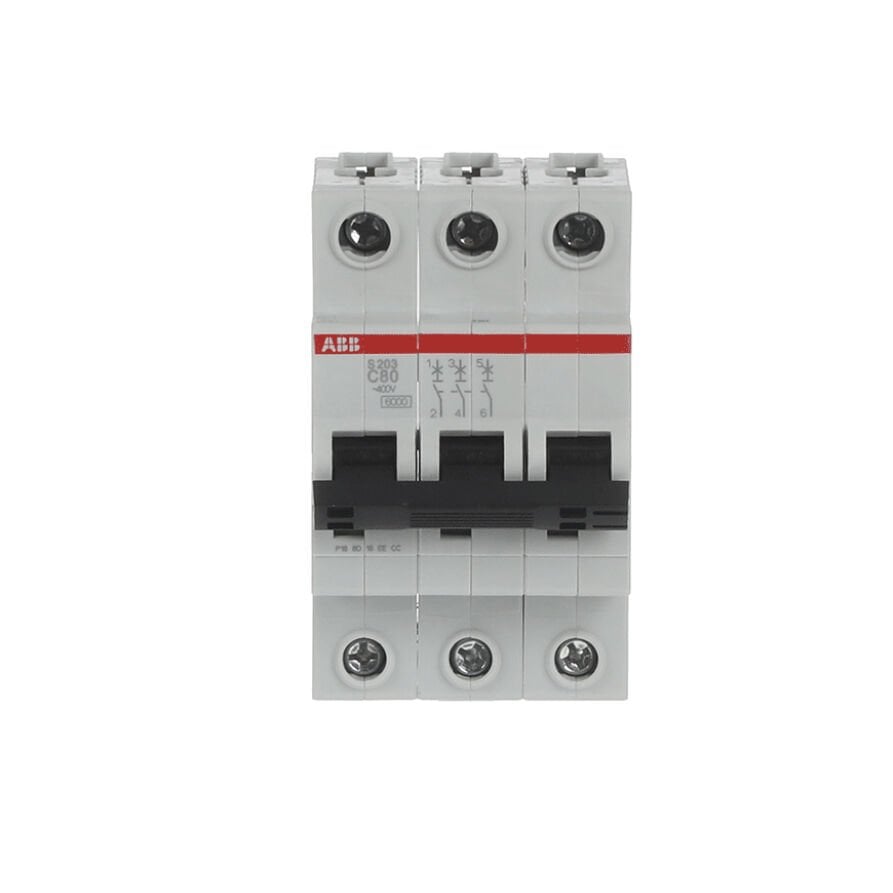 ABB S203-C80 3P 80A C Eğrisi 6kA Otomatik Sigorta | 2CDS253001R0804 | 3x80A C