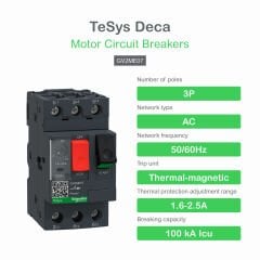 Schneider Electric TeSys GV2ME07 Termik Manyetik Motor Koruma Şalteri (1.6 - 2.5 A)