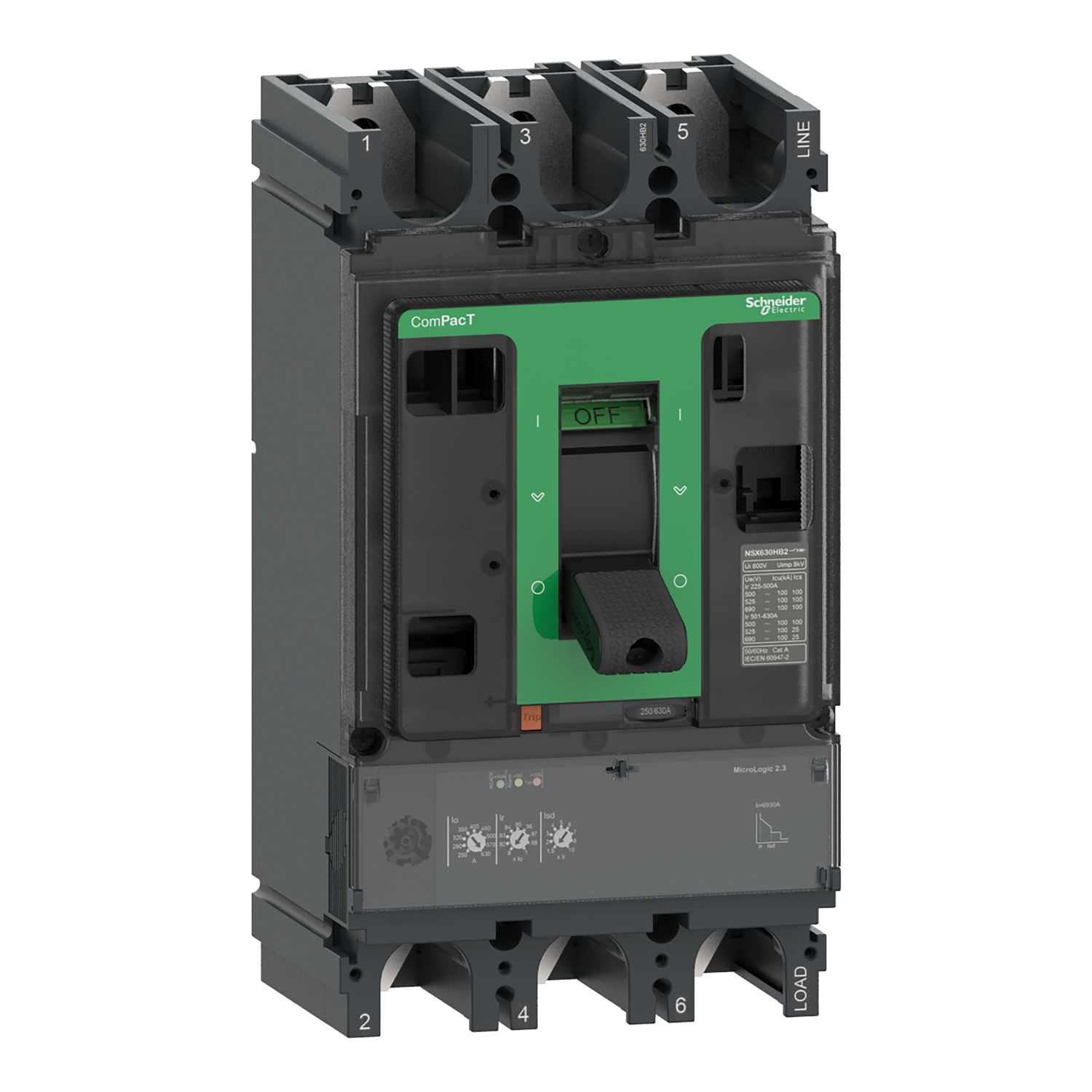 Schneider Electric C63N32D630 ComPacT Şalter NSX630N 630A 50kA 3P3D LV432893