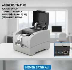 Argox OS-214 PLUS Barkod Yazıcı 203DPI | Termal Transfer USB+Seri+Paralel