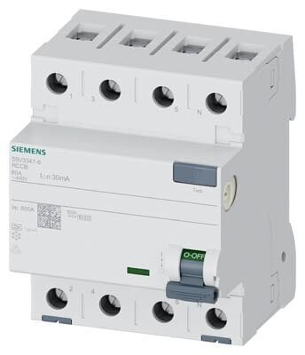 SIEMENS 5SV3347-6 | 80A • 30mA • Tip A • 4 Kutuplu (3F+N) Kaçak Akım Koruma Anahtarı – SENTRON 5SV3