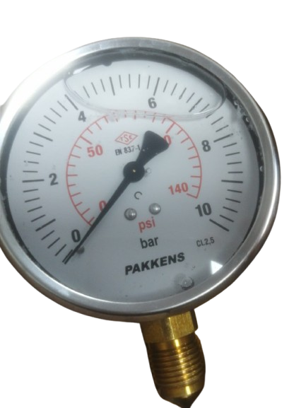 PAKKENS 10 bar Ø100 mm •  Alttan Bağlantılı • Gliserinli • CL 2.5 Manometre 1001001107