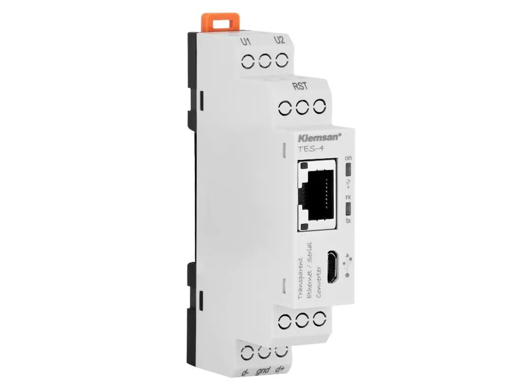 KLEMSAN 601410 TES-4 Transparent Ethernet/Serial Converter | RS485–Ethernet Gateway – Sayaç ve Cihazlar için Haberleşme