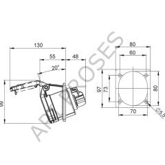 Mete Enerji 5x32A CEE Norm 406521V Makine Prizi-Eğik (Vida Bağlantılı) 230-400V