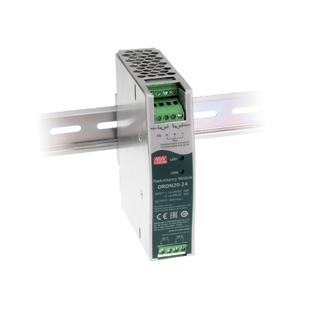 Mean Well DRDN20-24 24 VDC | 20 A | Redundancy Modüllü UPS Fonksiyonlu Güç Kaynağı