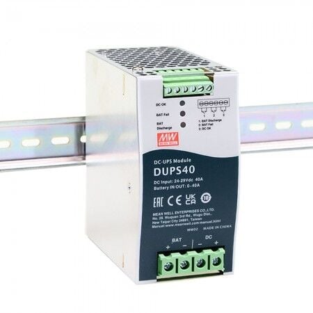 Mean Well DUPS40 24 VDC | 40 A | UPS Fonksiyonlu DIN Ray Akü Şarj Cihazı
