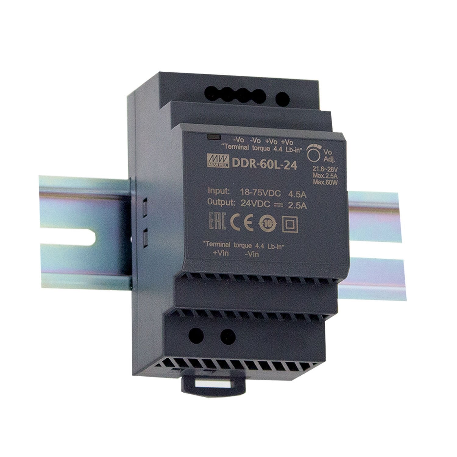Mean Well DDR-60L-12 DIN Ray Tipi DC-DC Çevirici 12V 5A
