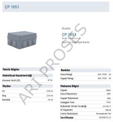 Çetinkaya ÇP 1051 150x110x70 mm Sıva Üstü Rakorlu Opak Plastik Buat Kutusu